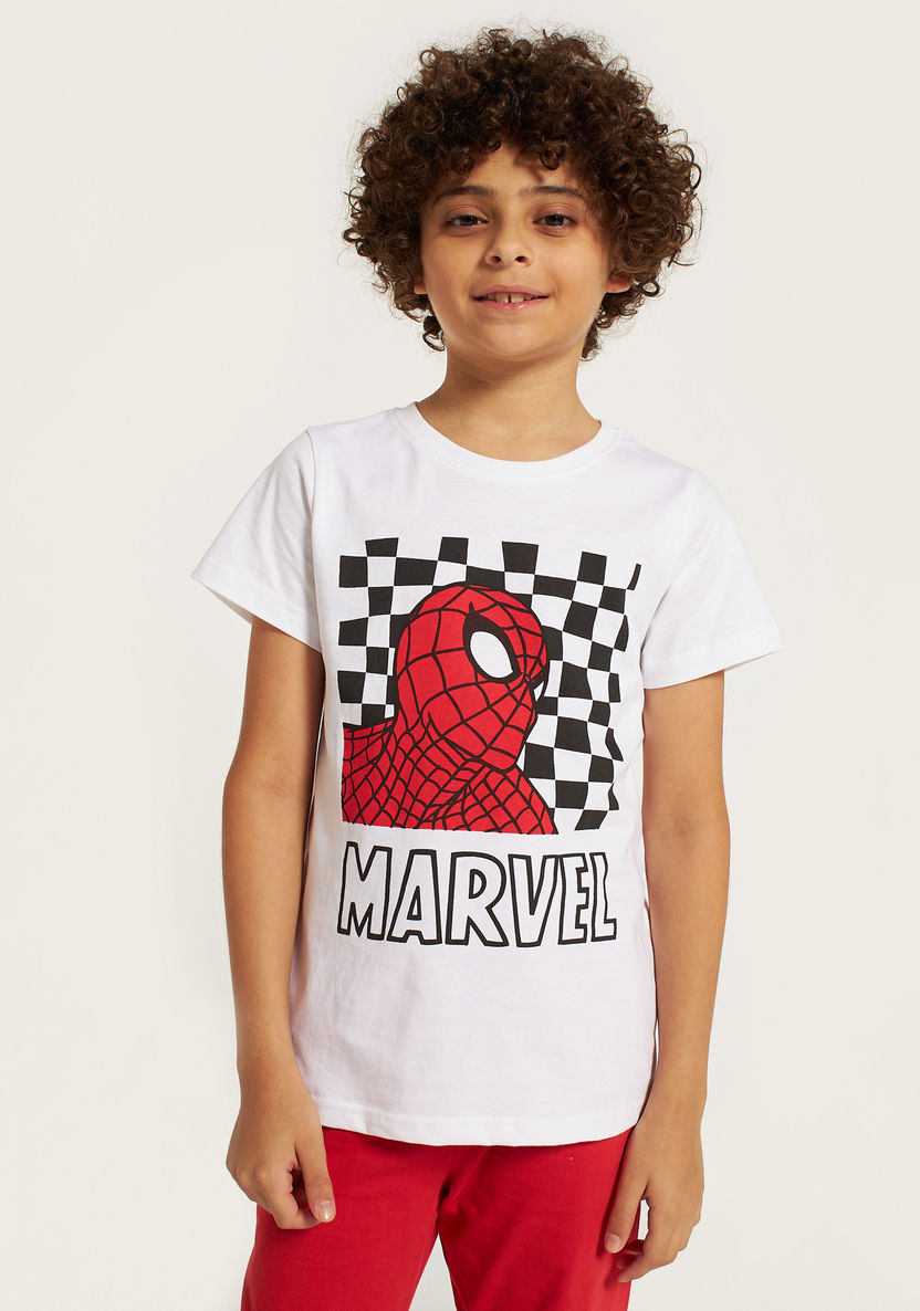 Spider-Man Print T-shirt and Pyjama Set-Nightwear-image-1
