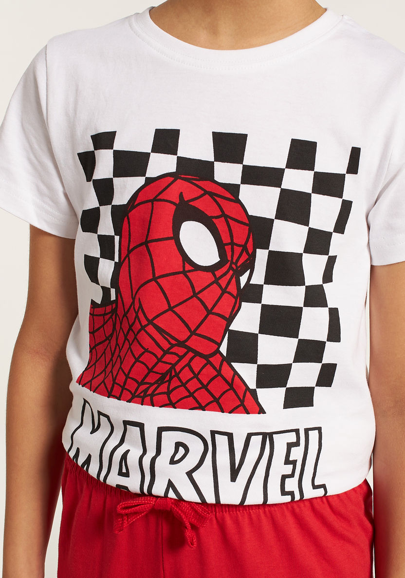 Spider-Man Print T-shirt and Pyjama Set-Nightwear-image-3
