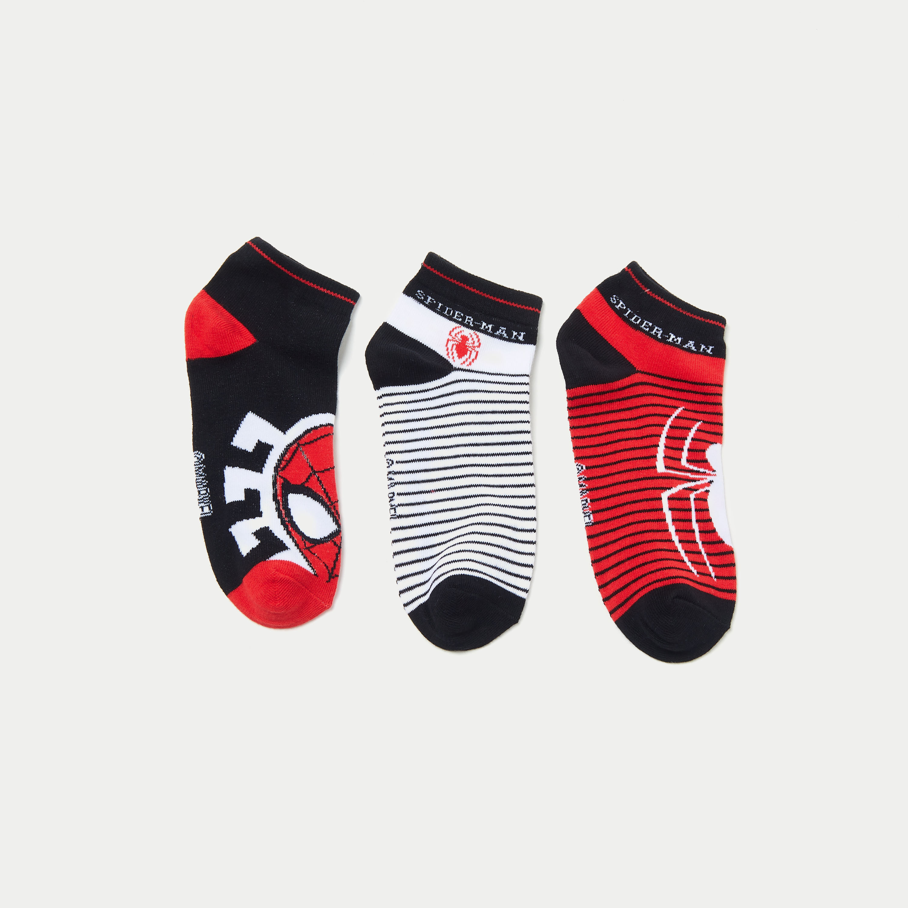 Spider-Man Print Ankle Length Socks - Set of 3-boys-accessories-socks-image-1