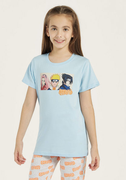 TV Tokyo Naruto Print T-shirt and Elasticated Pyjama Set-Nightwear-image-1