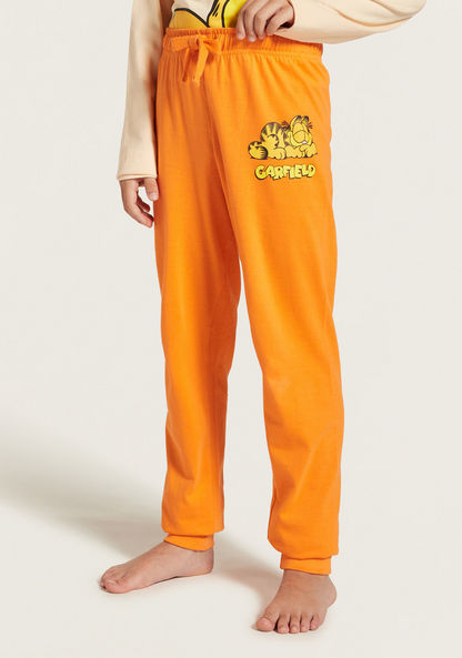 Garfield Print T-shirt and Pyjama Set-Nightwear-image-2