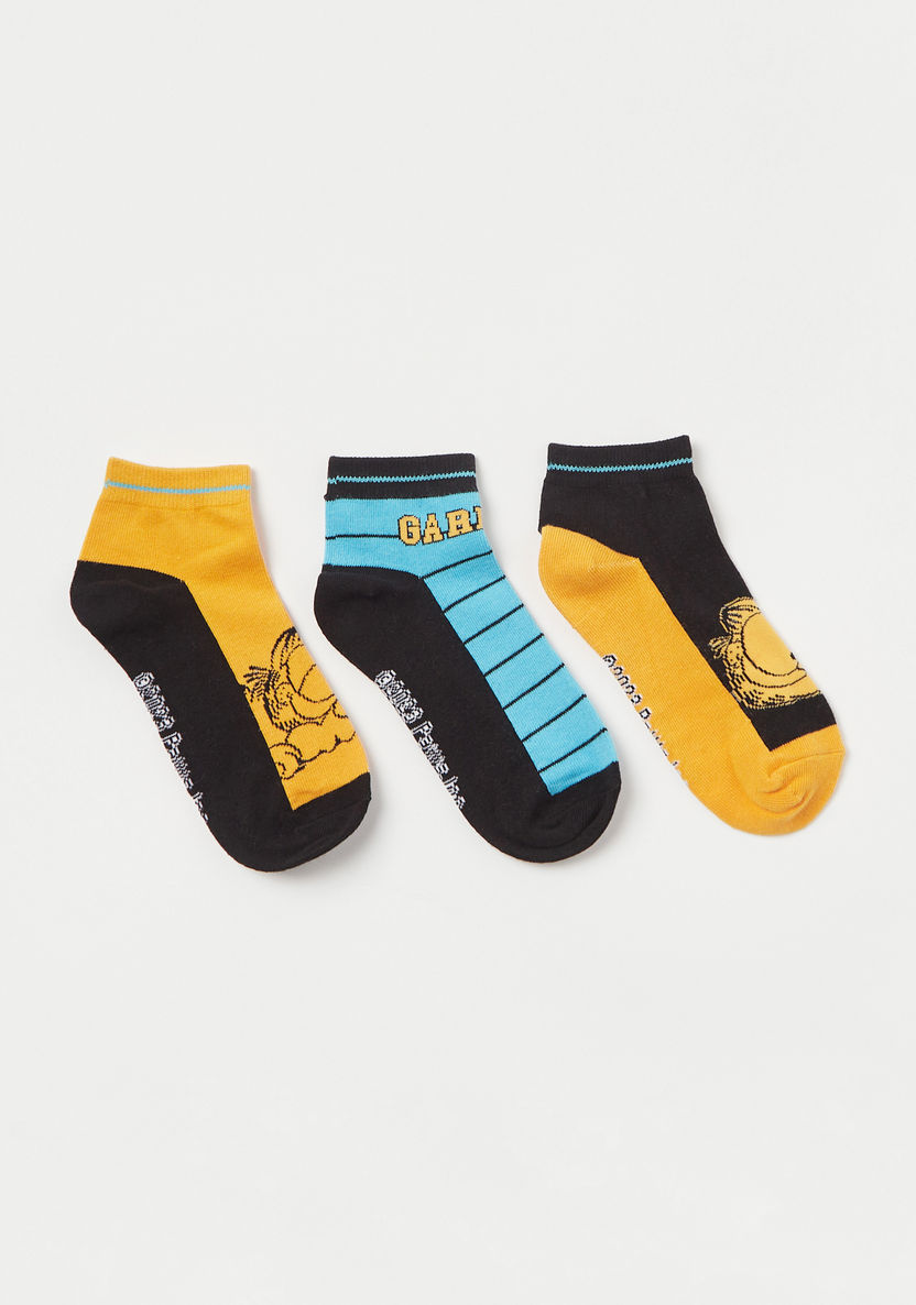 Garfield Print Ankle Length Socks - Set of 3-Socks-image-0