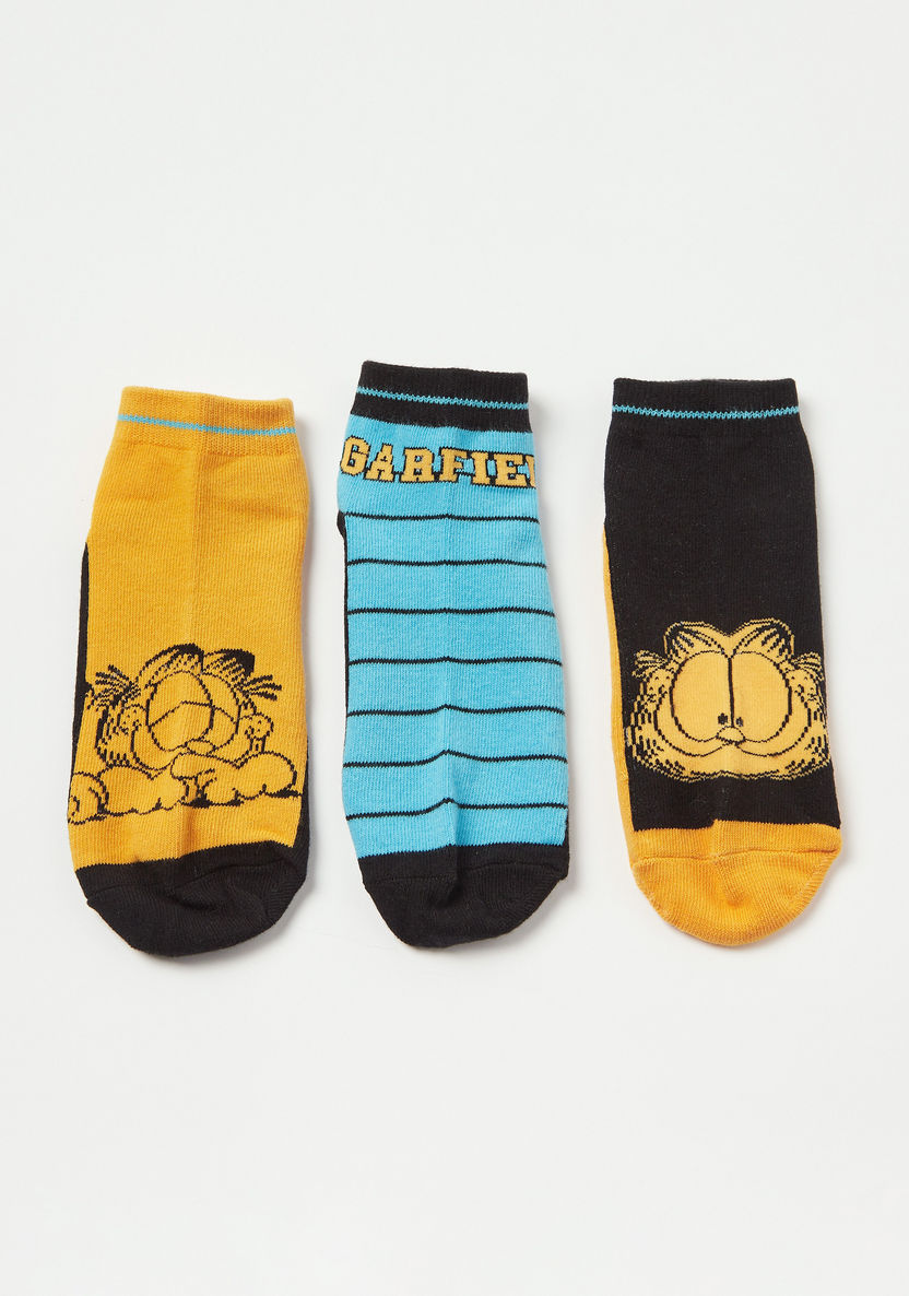 Garfield Print Ankle Length Socks - Set of 3-Socks-image-1