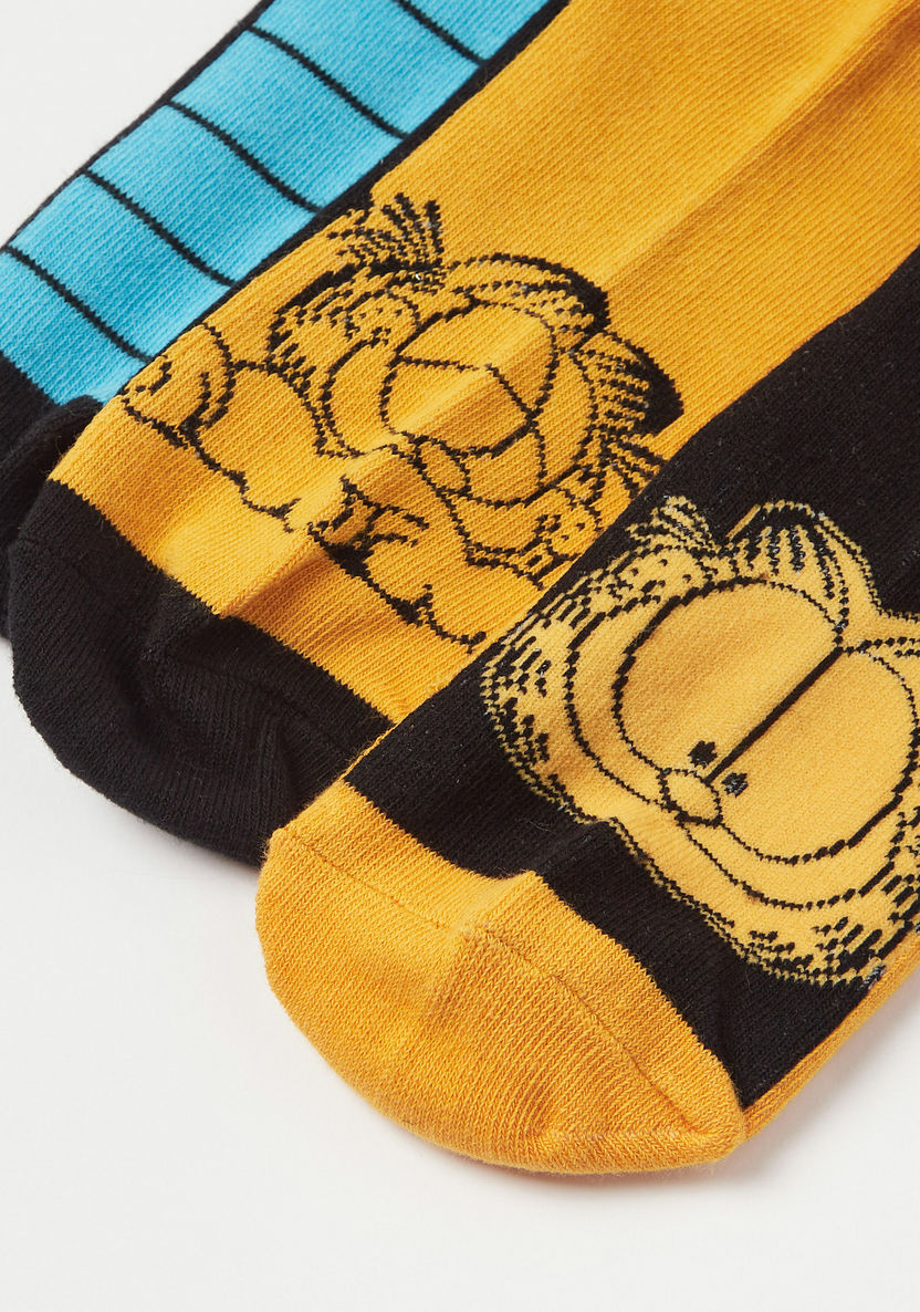 Garfield Print Ankle Length Socks - Set of 3-Socks-image-3