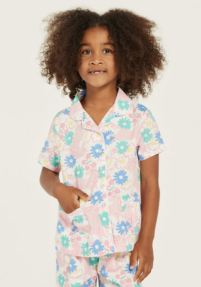 Juniors All-Over Floral Print Shirt and Pyjama Set-Pyjama Sets-image-1