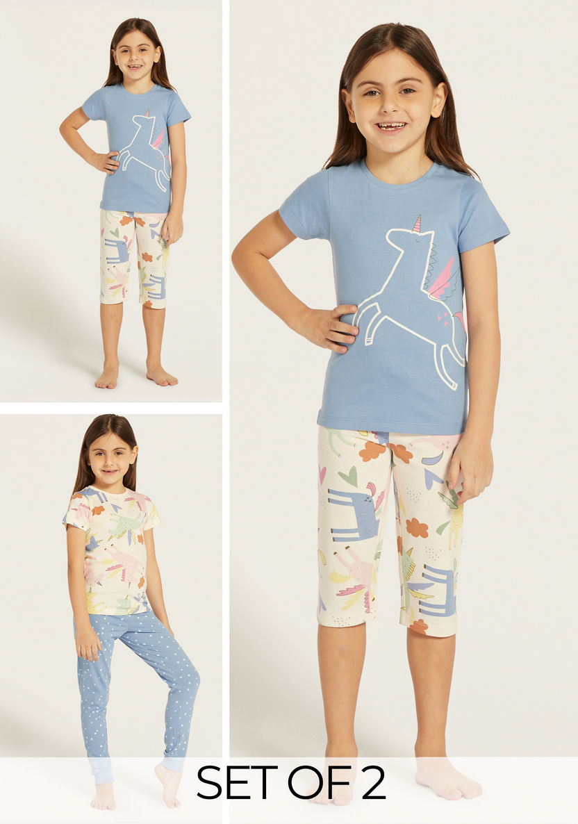 Juniors Printed T-shirts and Pyjamas - Set of 2-Nightwear-image-0