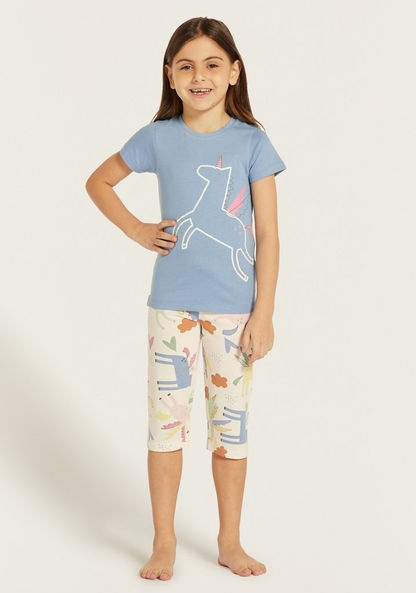 Juniors Printed T-shirts and Pyjamas - Set of 2-Pyjama Sets-image-1