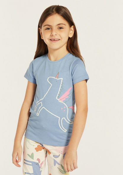 Juniors Printed T-shirts and Pyjamas - Set of 2-Pyjama Sets-image-2