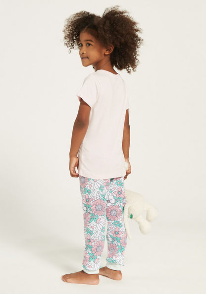 Juniors Floral Print T-shirt and Pyjama Set-Pyjama Sets-image-4