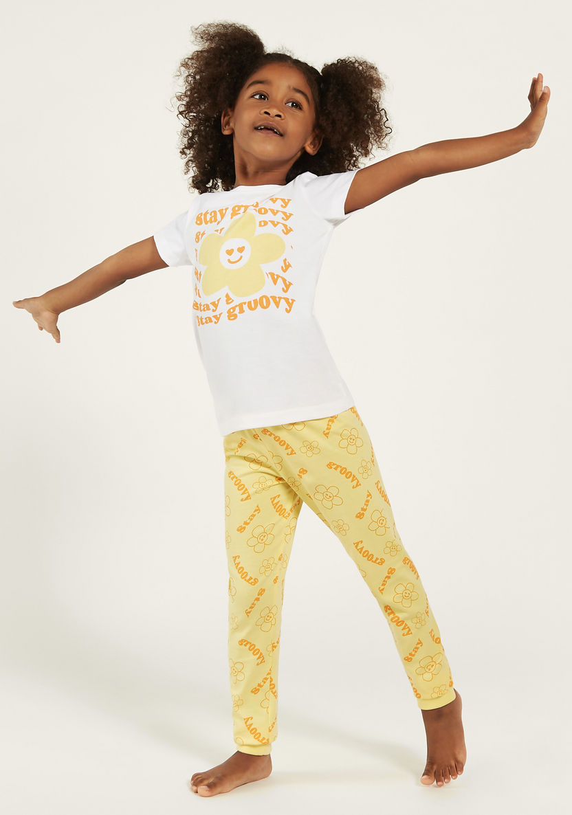 Juniors Printed Short Sleeves T-shirt and Pyjama Set-Pyjama Sets-image-0