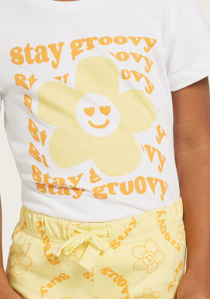 Juniors Printed Short Sleeves T-shirt and Pyjama Set-Pyjama Sets-image-3