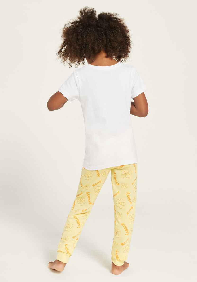 Juniors Printed Short Sleeves T-shirt and Pyjama Set-Pyjama Sets-image-4