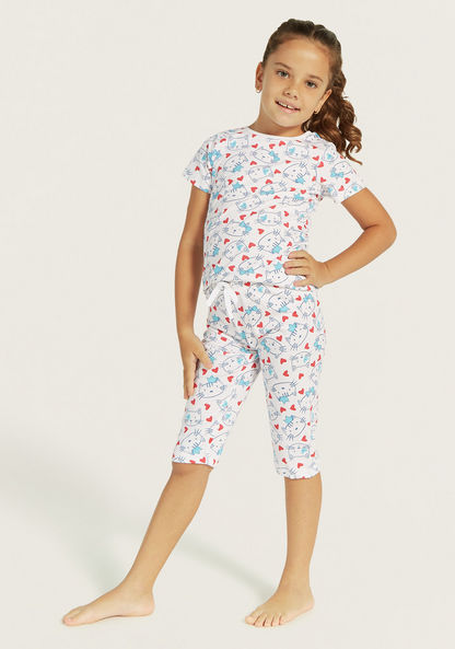 Juniors Printed T-shirt and Pyjama - Set of 3-Pyjama Sets-image-1