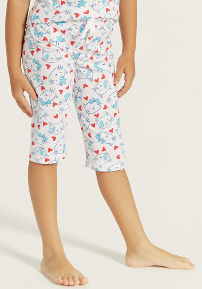 Juniors Printed T-shirt and Pyjama - Set of 3-Pyjama Sets-image-3