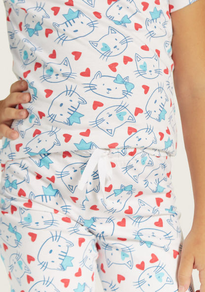 Juniors Printed T-shirt and Pyjama - Set of 3-Pyjama Sets-image-4
