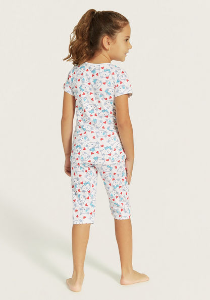 Juniors Printed T-shirt and Pyjama - Set of 3-Pyjama Sets-image-5