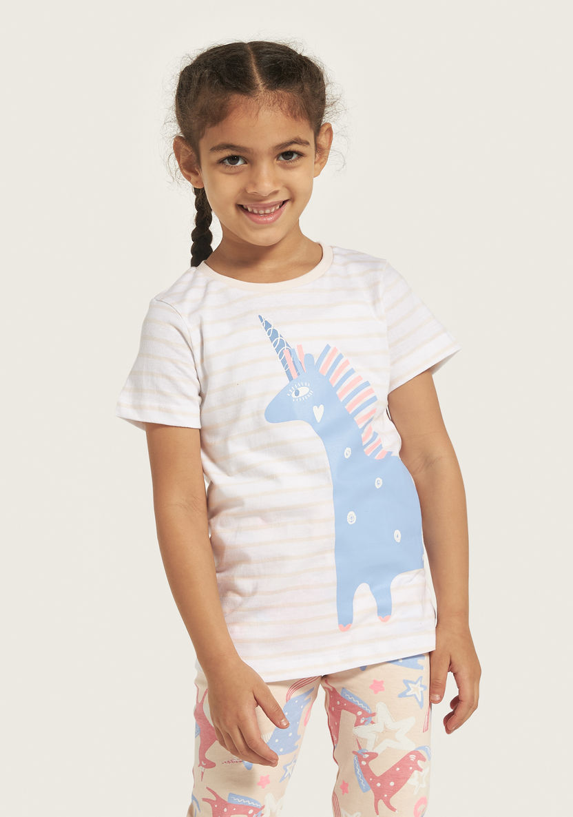 Juniors Unicorn Print T-shirt and Pyjamas - Set of 3-Pyjama Sets-image-2