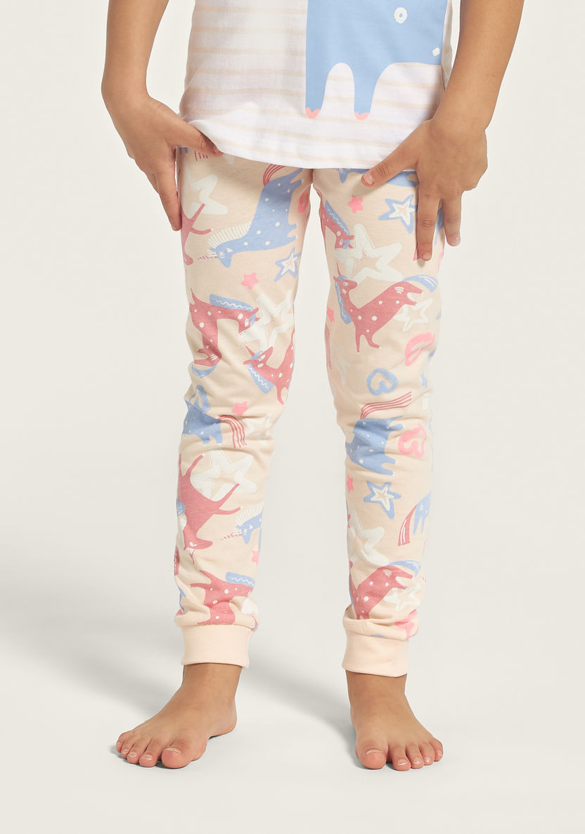 Juniors Unicorn Print T-shirt and Pyjamas - Set of 3-Pyjama Sets-image-3