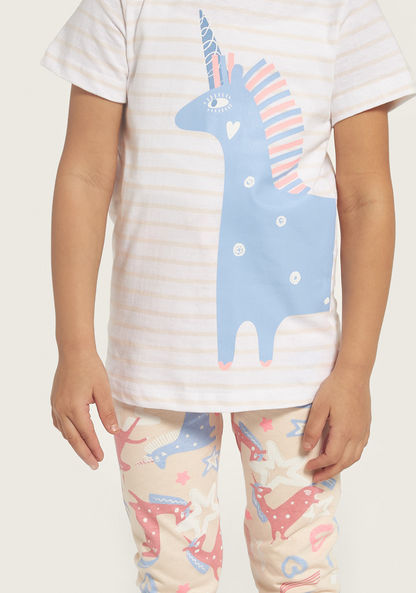 Juniors Unicorn Print T-shirt and Pyjamas - Set of 3-Pyjama Sets-image-4