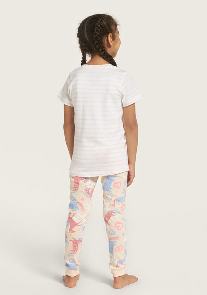 Juniors Unicorn Print T-shirt and Pyjamas - Set of 3-Pyjama Sets-image-5