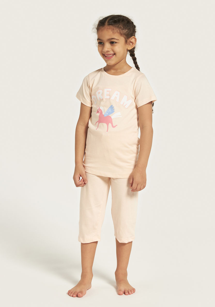 Juniors Unicorn Print T-shirt and Pyjamas - Set of 3-Pyjama Sets-image-6