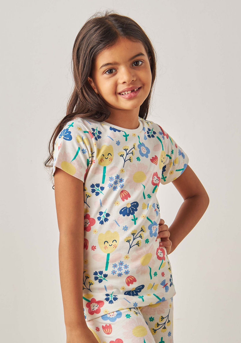 Juniors Printed T-shirt and Pyjama - Set of 3-Nightwear-image-2