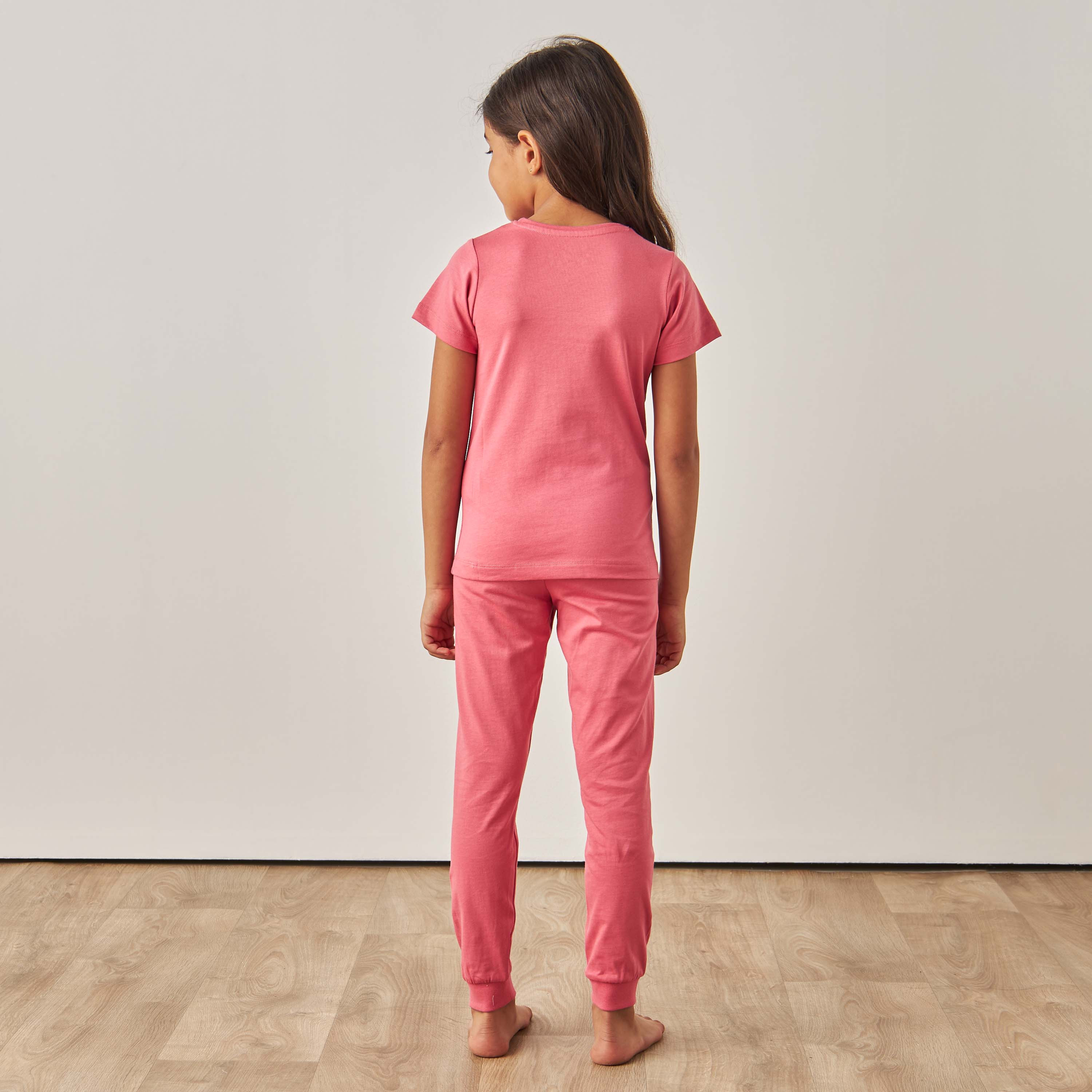 Juniors Printed T-shirt and Pyjama - Set of 3-girls-clothing-nightwear-image-8