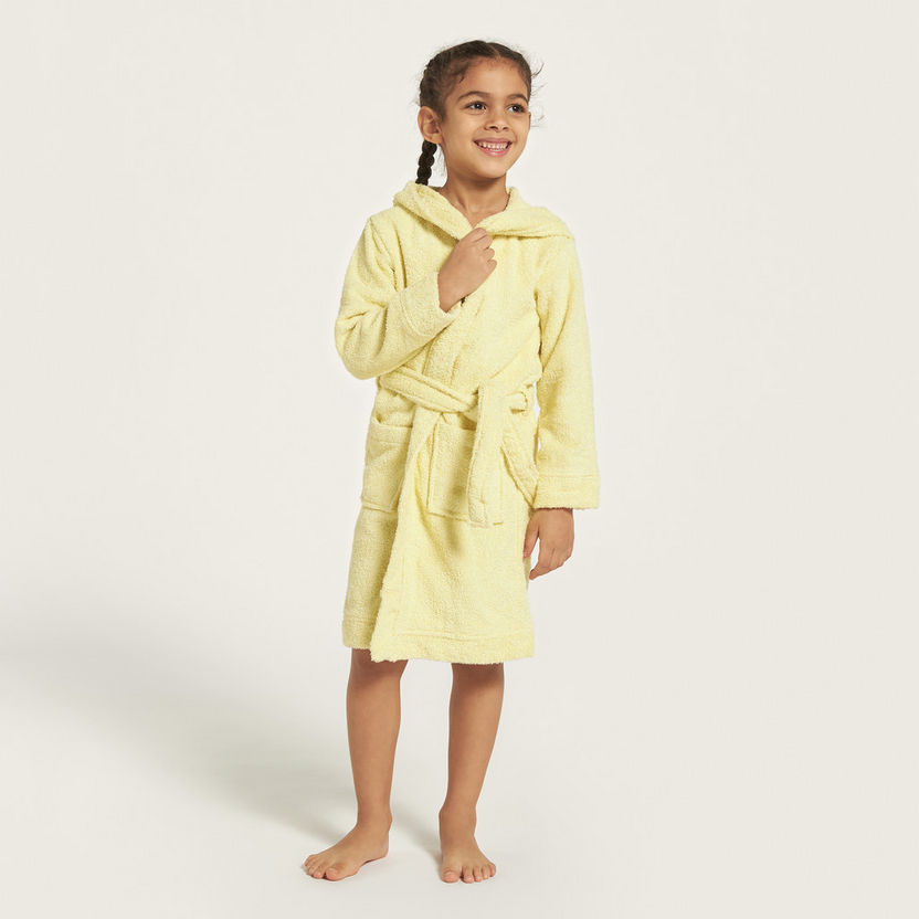 Juniors Textured Bath Robe with Belt Tie-Ups and Hood-Towels and Flannels-image-0