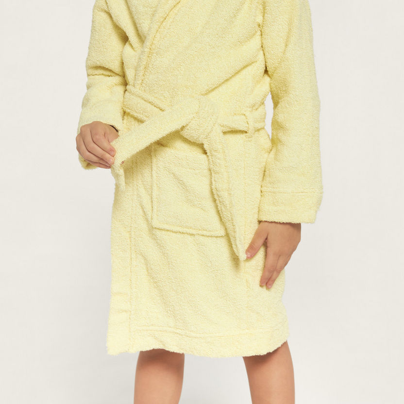 Juniors Textured Bath Robe with Belt Tie-Ups and Hood-Towels and Flannels-image-3
