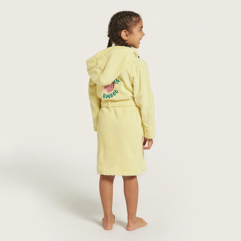 Juniors Textured Bath Robe with Belt Tie-Ups and Hood-Towels and Flannels-image-4