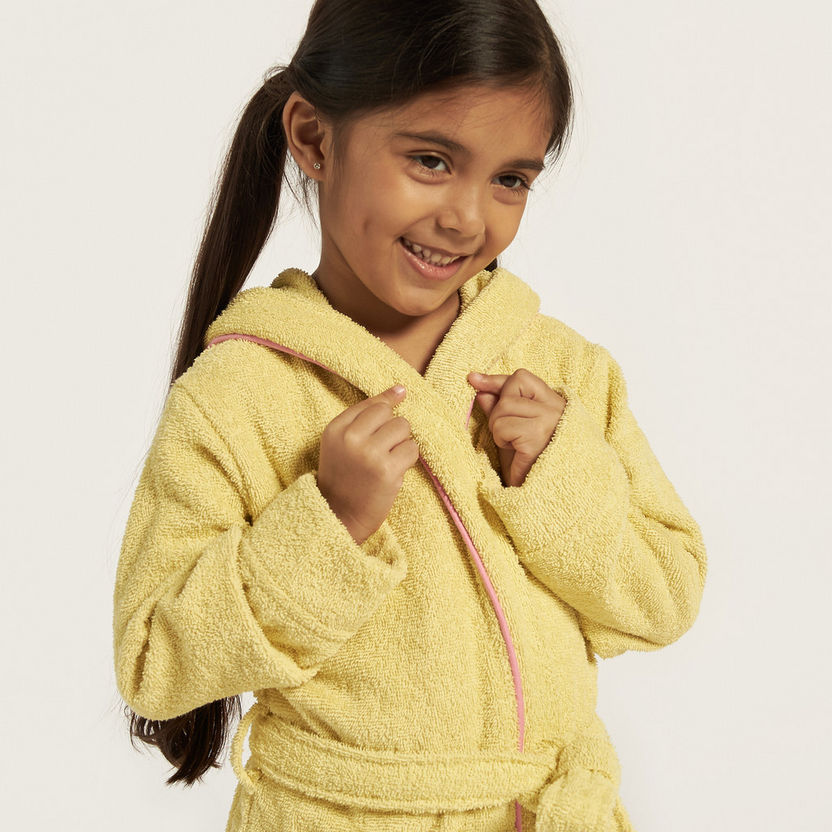 Juniors Textured Bathrobe with Hood and Tie-Up Belt-Towels and Flannels-image-2