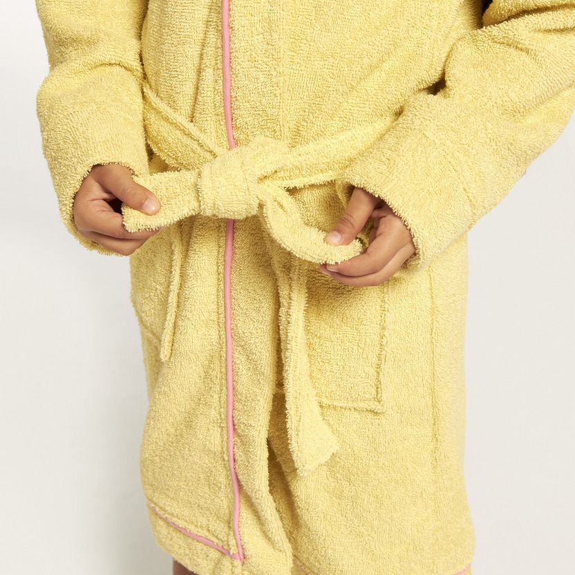 Juniors Textured Bathrobe with Hood and Tie-Up Belt-Towels and Flannels-image-3