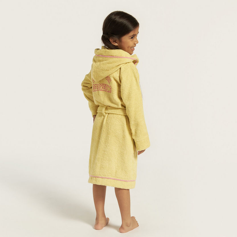 Juniors Textured Bathrobe with Hood and Tie-Up Belt-Towels and Flannels-image-5