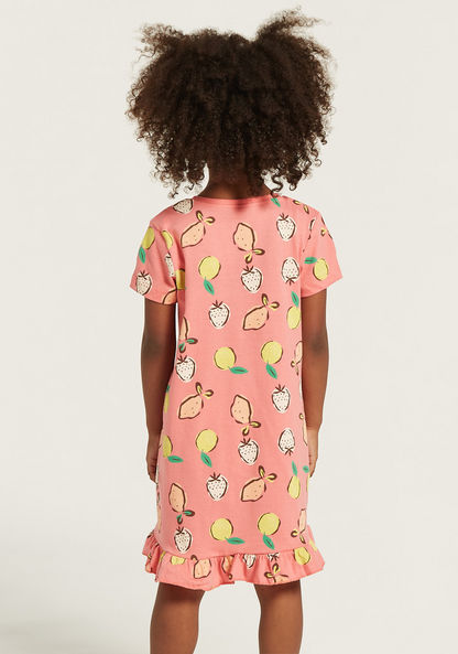 Juniors Printed Night Dress with Ruffles - Set of 2-Nightwear-image-5