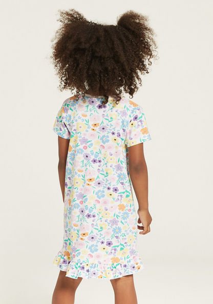 Juniors Floral Print Night Dress with Short Sleeves - Set of 2-Nightwear-image-5