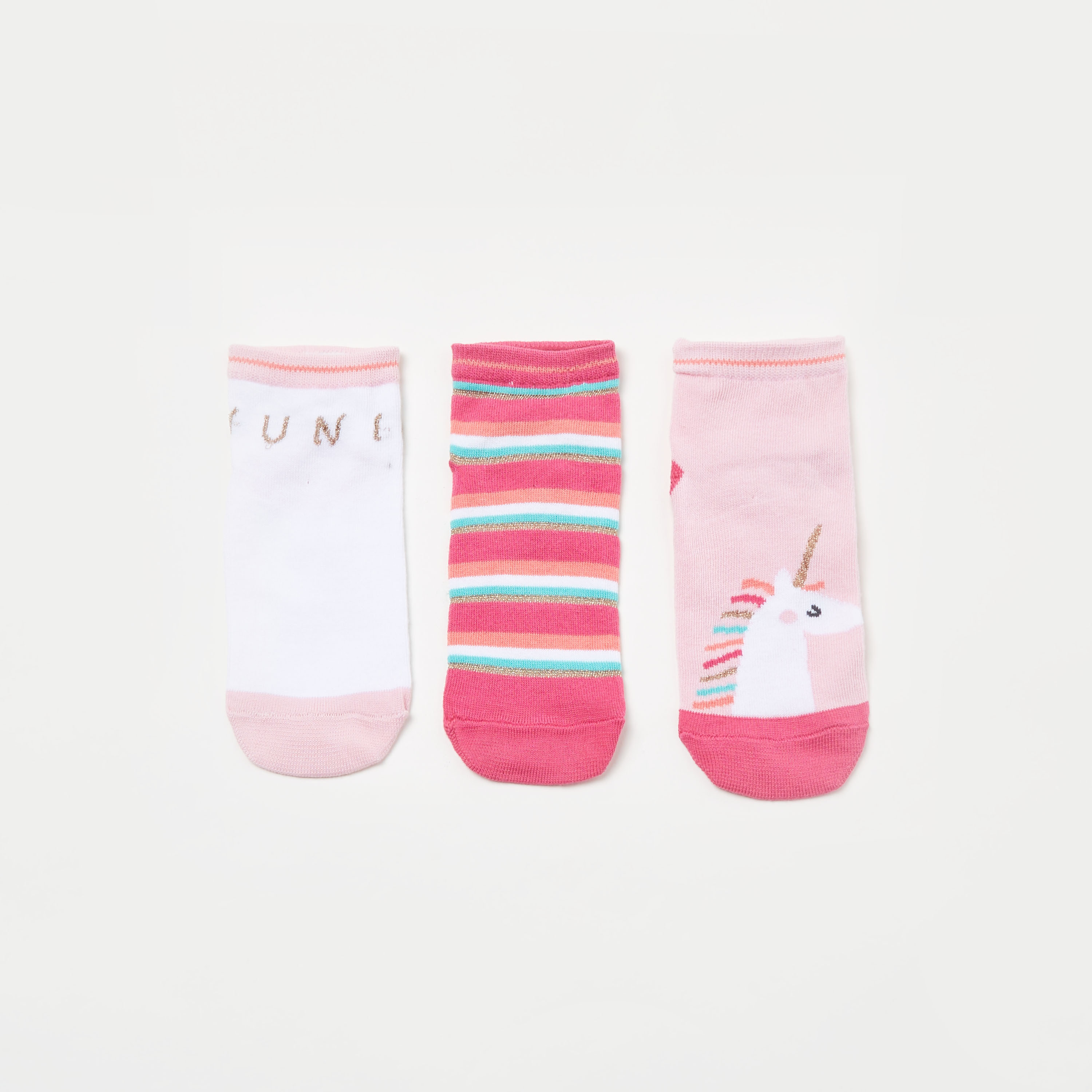 جوارب طول الكاحل بطبعات من جونيورز – طقم من 3 أزواج-girls-accessories-socks-image-1