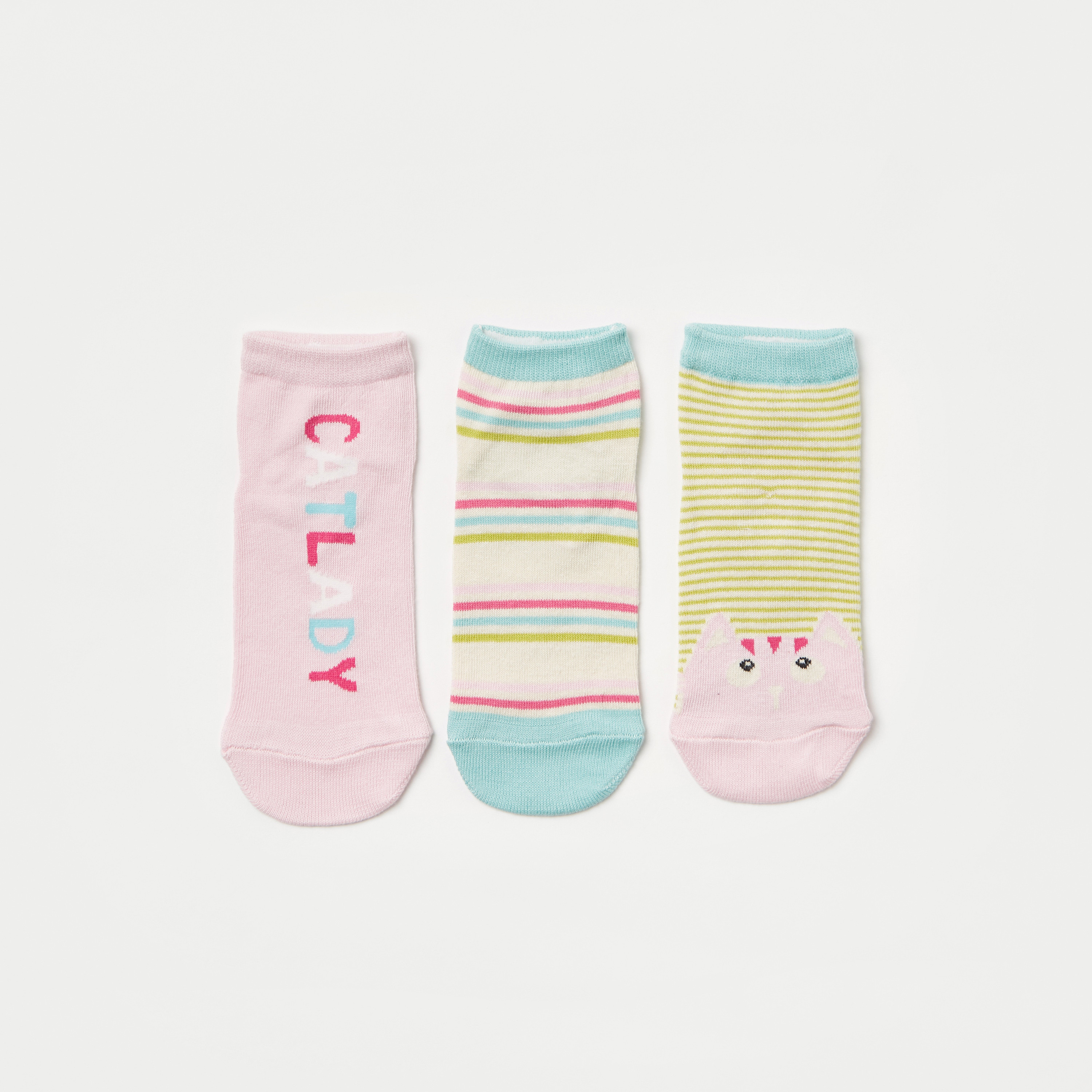Juniors Printed Socks - Set of 3-girls-accessories-socks-image-1