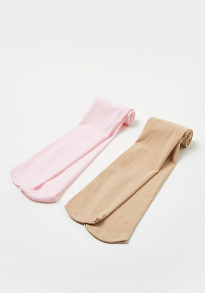 Juniors Solid Tights with Elasticated Waistband - Set of 2-Socks-image-0