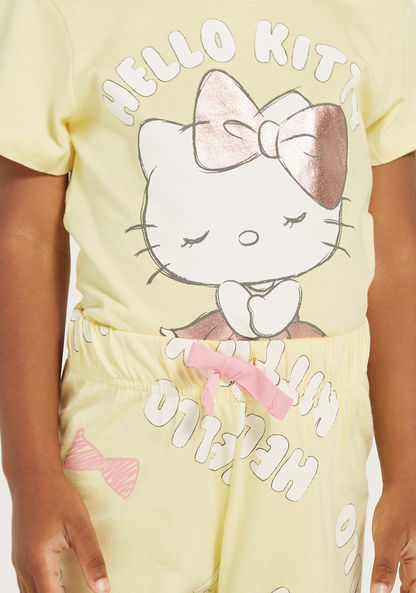Sanrio Hello Kitty Print T-shirt and Pyjama Set-Pyjama Sets-image-3