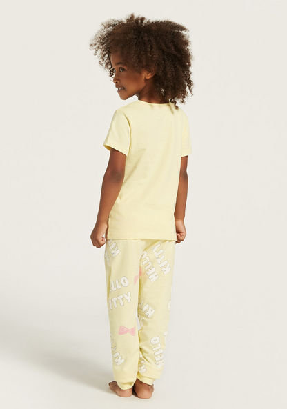 Sanrio Hello Kitty Print T-shirt and Pyjama Set-Pyjama Sets-image-4