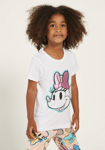 Disney Minnie Mouse Print T-shirt and Pyjama Set-Pyjama Sets-image-1