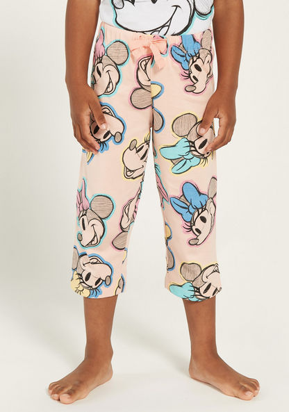 Disney Minnie Mouse Print T-shirt and Pyjama Set-Pyjama Sets-image-2