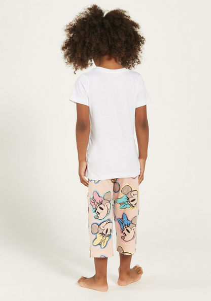 Disney Minnie Mouse Print T-shirt and Pyjama Set-Pyjama Sets-image-4