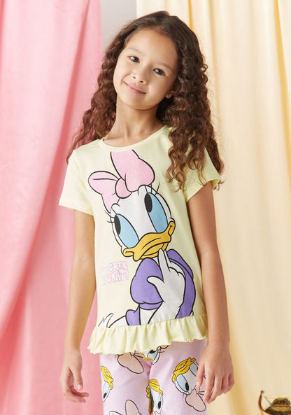 Disney Daisy Duck Print T-shirt and Pyjama Set-Pyjama Sets-image-1