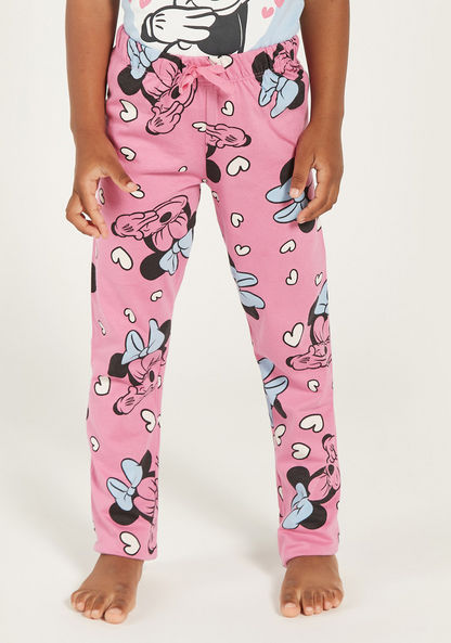 Disney Minnie Mouse Print T-shirt and Pyjama Set-Pyjama Sets-image-2