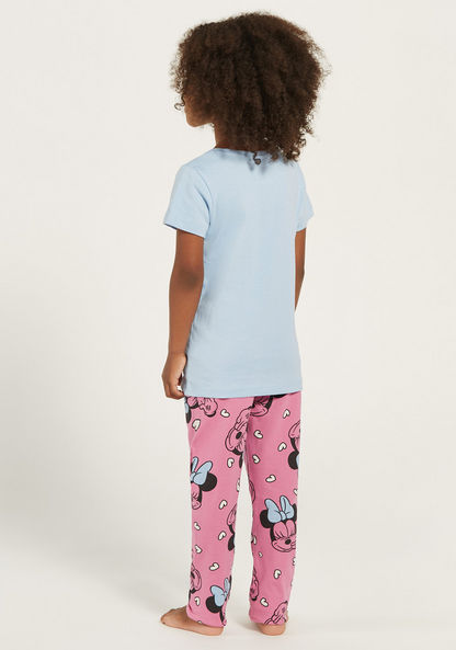 Disney Minnie Mouse Print T-shirt and Pyjama Set-Pyjama Sets-image-4