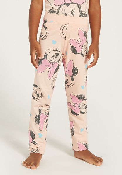 Disney Minnie Mouse Embellished T-shirt and Pyjama Set-Pyjama Sets-image-2