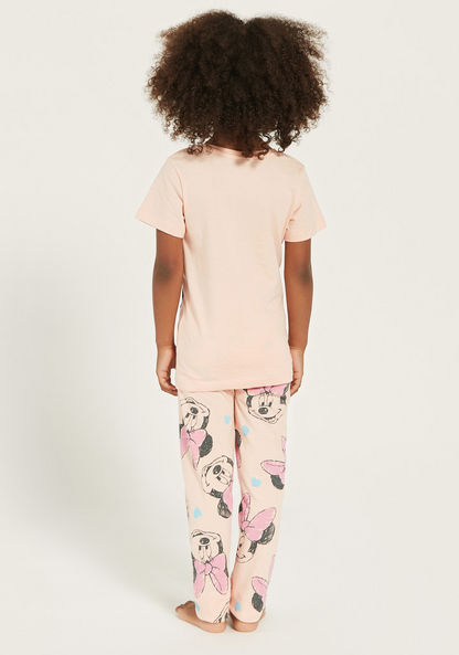 Disney Minnie Mouse Embellished T-shirt and Pyjama Set-Pyjama Sets-image-4