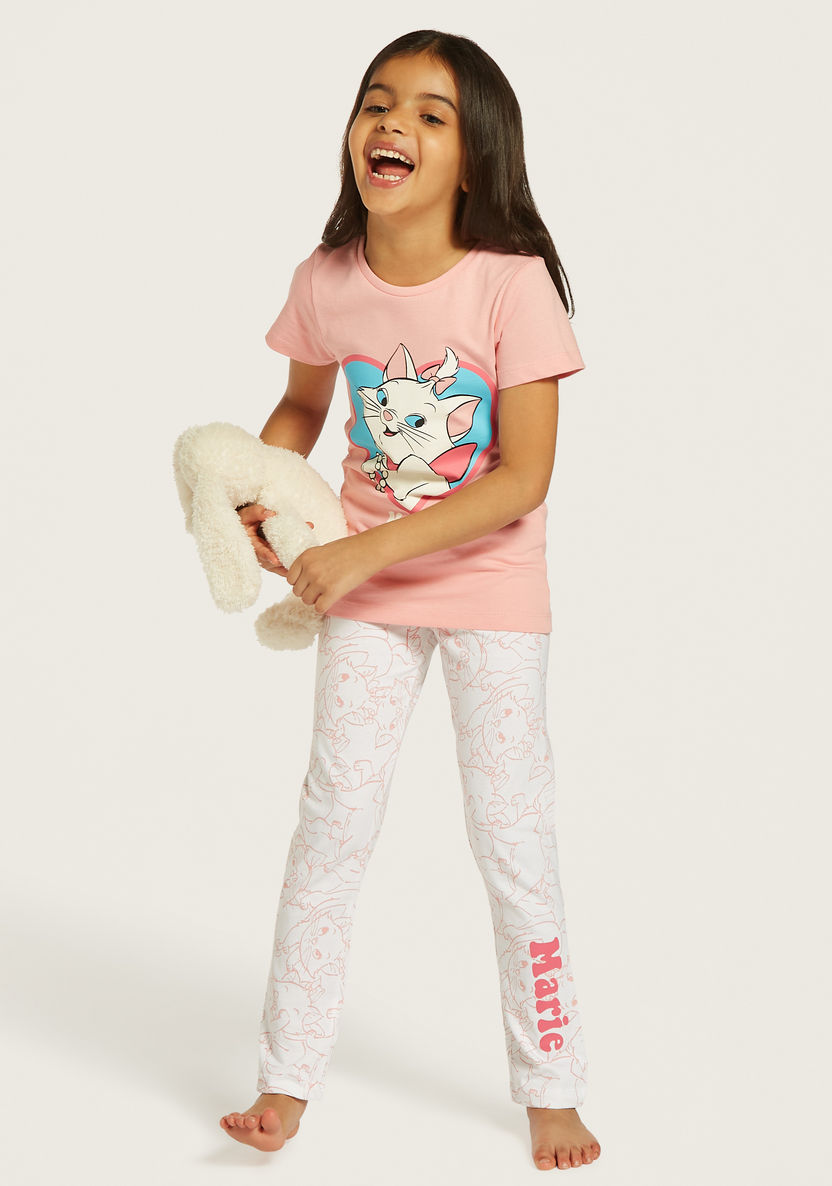 Disney Marie Print T-shirt and Pyjama Set-Nightwear-image-0