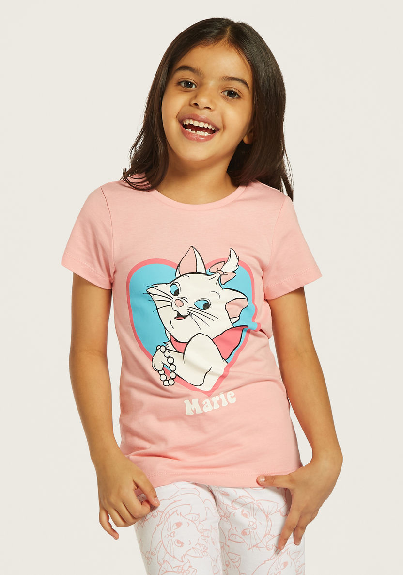 Disney Marie Print T-shirt and Pyjama Set-Nightwear-image-1